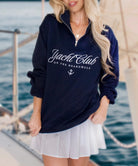 Park Chic Apparel, LLC | Yacht Club Quarter Zip Sweatshirt - Adult Sweatshirt